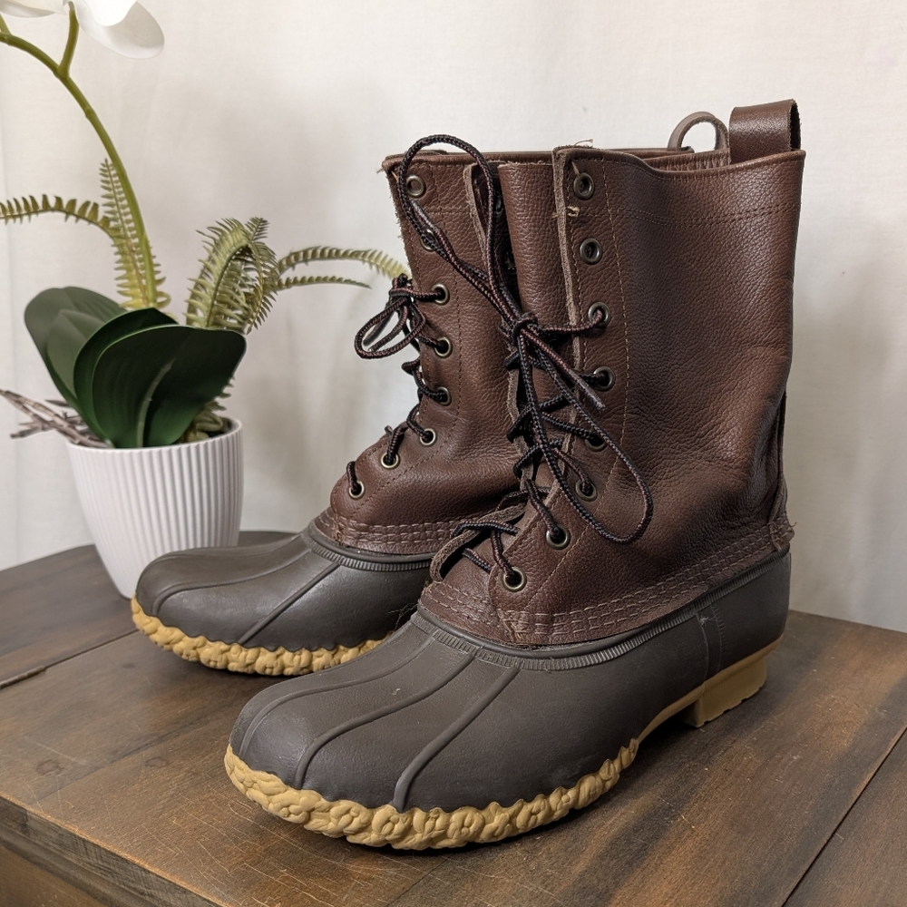 L.L. Bean Brown and Tan Lace Up Boots